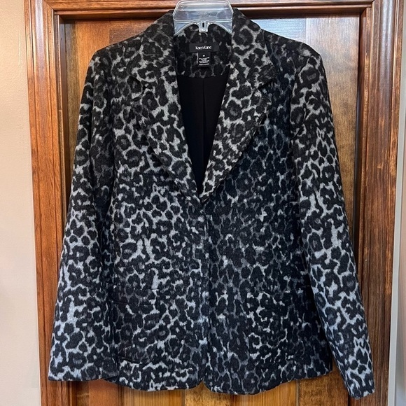 Karen Kane‎ Women's Textured Blazer Jacket Leopard Prnt Sz M EUC - Picture 1 of 15